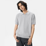 Flexible Vintage Retro Knitted Jacquard Polo T-Shirt