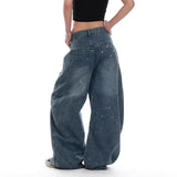 Women Embroidered American Style Retro Straight Jeans
