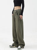 High Waist Green Floor-length Pants