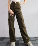 Vintage Straight High-waist Pants