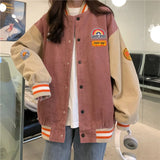 Vintage Embroidery Loose Varsity Jacket