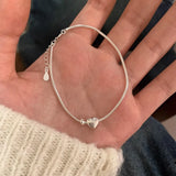 Women Cute Minimalist Sterling Silver Heart Bracelet