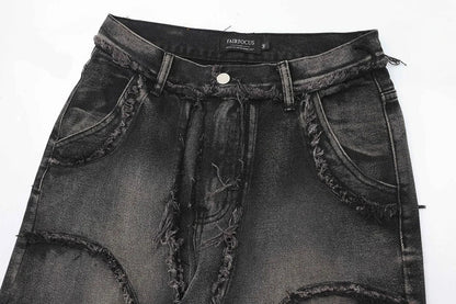 Crisscross Stitch Baggy Jeans