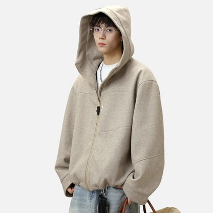 Luxurious Wool Blend Boxy Fit Thickened Jacket