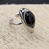 Punk Geometric Black Stone Finger Ring
