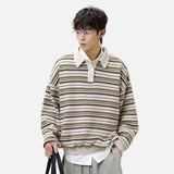 Y2K Japanese Style Stripe Knitwear Polo Sweater