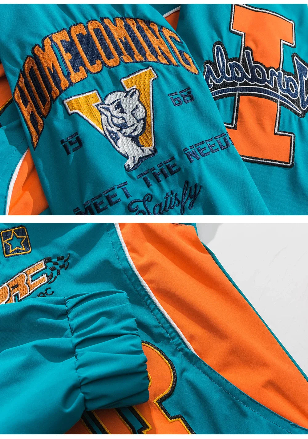 Letter-Embroidered Racing Windbreaker Jacket