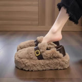 Chunky Fur Lined Platform Loafer Shoes