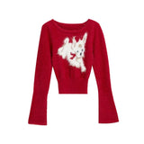 Hand Painted Red White Christmas Sweater