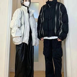 Colorful Striped Fluffy Hip Hop Puffer Jacket