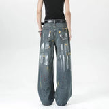 Graffiti Color Printed Cool Distressed Jeans