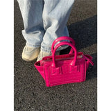 Vintage Pink Crocodile Pattern Bucket Bag
