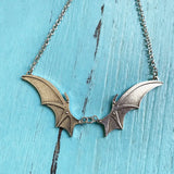 Gothic Vampire Bat Wing Pendant Necklace