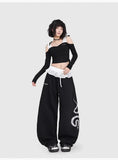 Snake Patch Embroidery Lace Hip Pants