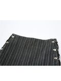 Pleated Striped Skirt