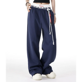 Women Cool High Waisted Loose Blue Sweatpant