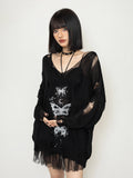Cozy Hollow Knit Long Sleeve Sweater