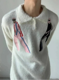 Cozy Embroidered Mink Down Jumper Sweater