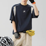 Breathable Contrast Embroidery Short Sleeve T-Shirt