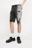 Gradient Ripped Washed Denim Shorts