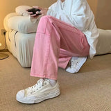 Wardrobe Staple Elegant Pink Baggy Cargo Jeans