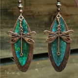 Boho Dragonfly Green Stone Dangle Earring
