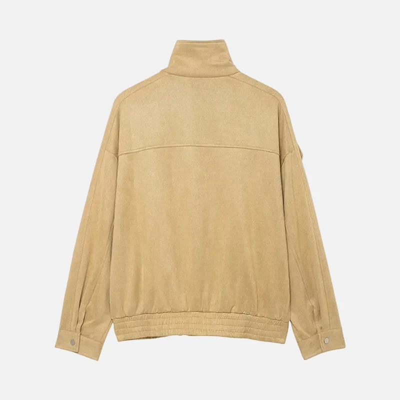 Vintage Lightweight High Neck Zipper Wool Jacket