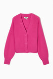 Ethereal Pink Casual Winter Rib V-Neck Cardigan