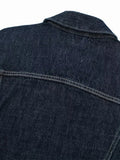 Vintage Chic Blue Lapel Neck Denim Jacket