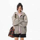 Windproof Suede Zipper Hooded Leather Jacket