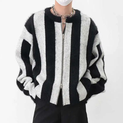 Contrasting Color Striped Knitted Sweater