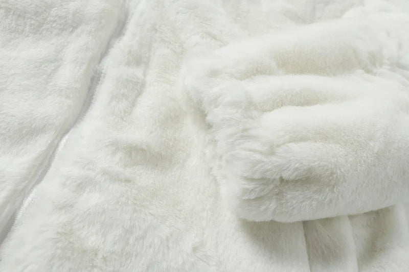 Winter Hip Hop Printted Faux Fur Parkas Jacket
