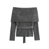 Casual Solid Knitting Slash Neck Sweater