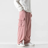Flattering Corduroy Elastic Waist Cargo Sweatpants