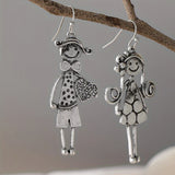 Retro Minimalist Couple Character Metal Pendant Earrings