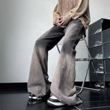 Streetwear Vintage Gray Wide Leg Flare Jeans