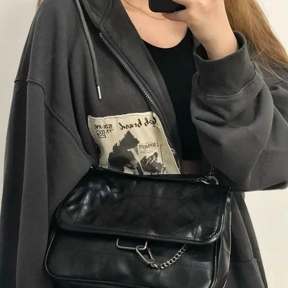 Y2K Graphic Patchwork Zip-Up Hoodie