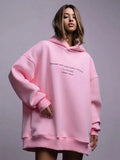 Cozy Oversized Retro Print Fleece Hoodie