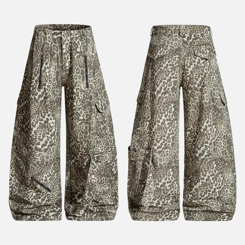 American Leopard Print Stylish Cargo Pants