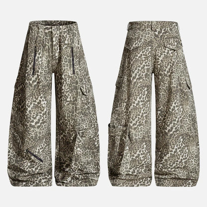 American Leopard Print Stylish Cargo Pants