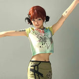 Soft Touch Cute Cartoon Print Slim T-Shirt