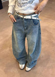 Japanese Style Printing Wide Leg Denim Jeans