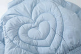 Pleated Heart Stand Collar Puffer Jacket