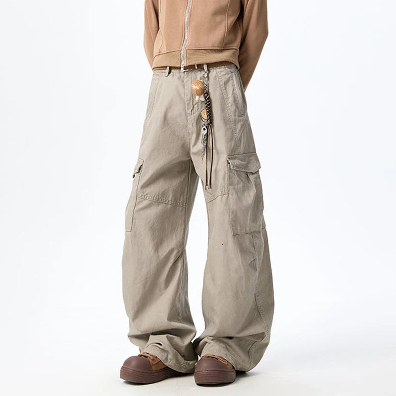 Streetwear Wide Leg Curved Knife Cargo Pants