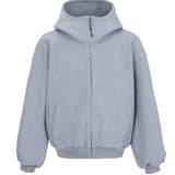 Wide Shoulder Japanese Style Zipper Sweatshirt