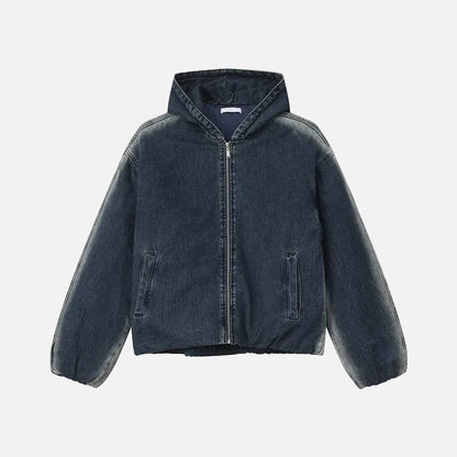 Bold Gradient Warm Denim Hooded Jacket