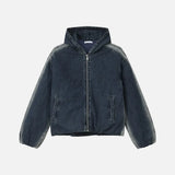 Bold Gradient Warm Denim Hooded Jacket