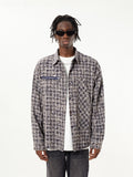 Woven Plaid Long Sleeved T-Shirt