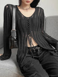 Y2K Lace-Up Knit Top