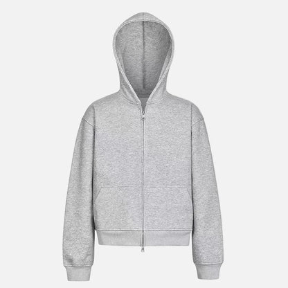 Y2K Solid Color Hooded Double Ended Zipper Sweatshirt